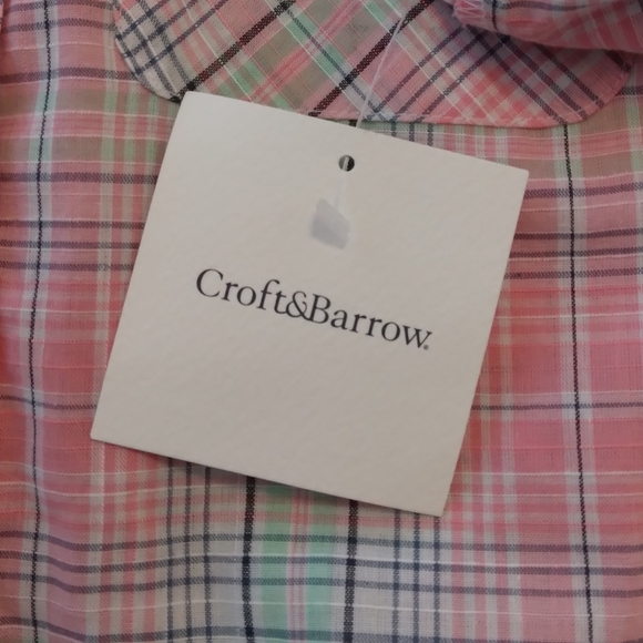 Croft & Barrow Pink Plaid Button Down Small Petite NWT - Picture 9 of 10